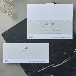 Sade İçi Dışı Yapraklı Davetiye