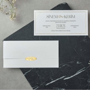 Zarfın Katlanır Yaldız Süslemeli Davetiye