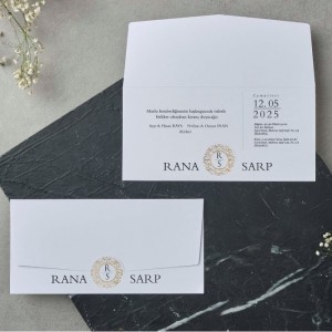 Sade Geçmeli Katlamalı Beyaz Davetiye