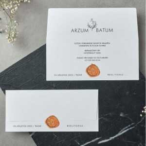 Mühür Görünümlü Katlamalı Sade Davetiye