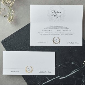 Beyaz Sade Yaldız Süslemelı Davetiye