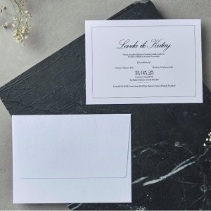 Zarfı Kabartma Desenli Sade Davetiye