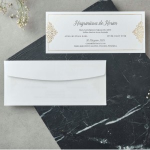 Yatay Tasarımlı Yaldız Süslemeli Davetiye