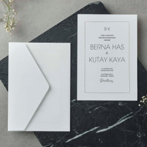 Kenarları Kabartma Dokulu Sade Davetiye