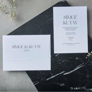 Zarfa Baskılı Dikdörtgen Zarflı Davetiye