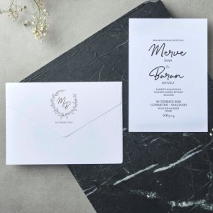 Dikdörtgen Zarfa Baskılı Sade Davetiye