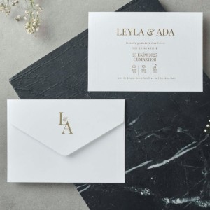 Zarfı Baş Harf Baskılı Sade Davetiye