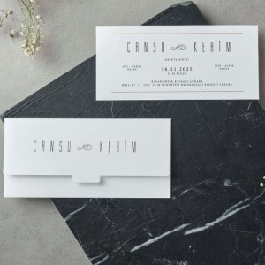 Zarfı Yatay Katlamalı Sade Davetiye