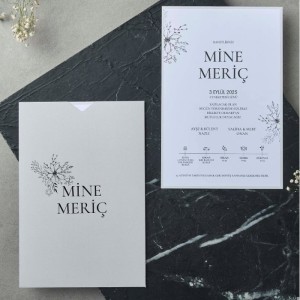 Gri Zarfa Baskılı Sade Davetiye