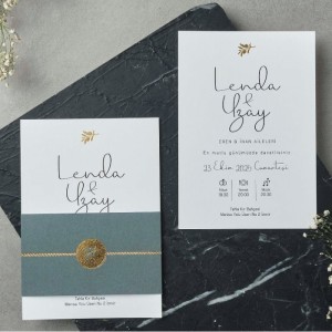 Yaldız Süslemeli Kuşaklı Sade Davetiye