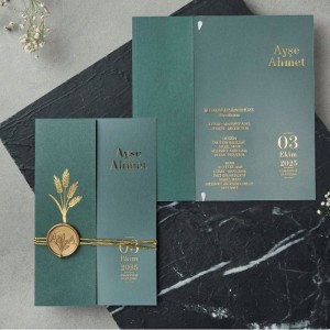 İpli Mühürlü Yandan Katlamalı Asetat Davetiye