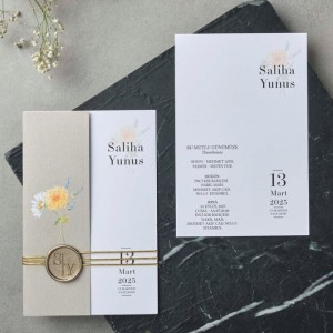 İpli Mühürlü Yandan Katlamalı Davetiye