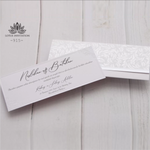 Gri Katlamalı Kabartma Dokulu Zarflı Düğün Davetiyesi