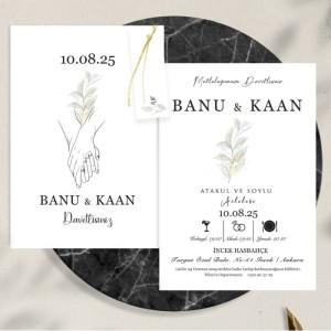 Elele Tarihli İsimli İkili Düğün Davetiyesi