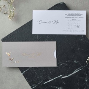 Yaldız Baskılı Gri Zarflı Düğün Davetiyesi