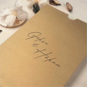 Kraft Dikdörtgen Zarflı İsim Baskılı Davetiye