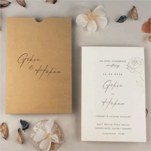 Kraft Dikdörtgen Zarflı İsim Baskılı Davetiye