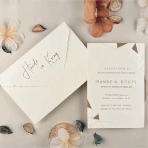 Zarfı Tırtık Kesimli Sade Davetiye