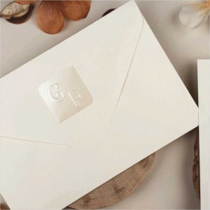 Dikdörtgen Zarflı Gümüş Yaldız Baskılı Davetiye