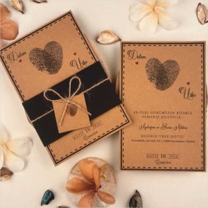 Parmak İzi Kalpli Davetiye