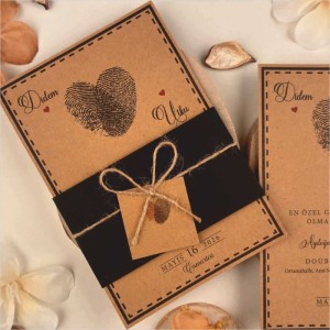 Parmak İzi Kalpli Davetiye