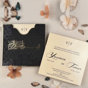Besmele Yazılı Siyah Zarflı Davetiye