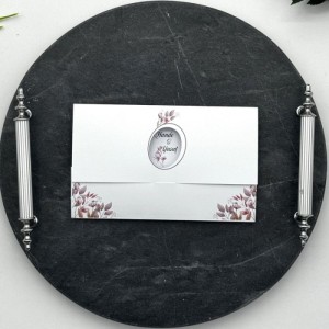 Oval Pencereli Çiçekli Katlamalı Düğün Davetiyesi