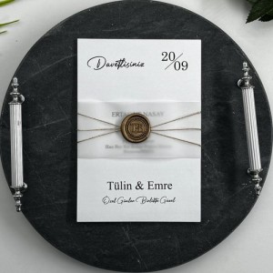 Kuşaklı İpli Mühürlü Tek Kart Davetiye Modeli