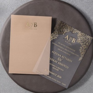 Pembe Dikdörtgen Zarfa Yaldız Baaskılı Şeffaf Asetat Davetiye