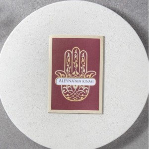 Bordo Pencereli Zarflı Kına Eli Tasarımlı Kına Davetiyesi