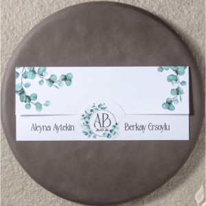 Okaliptüs Yapraklı Yatay Tasarımlı Geçmeli Davetiye Modeli