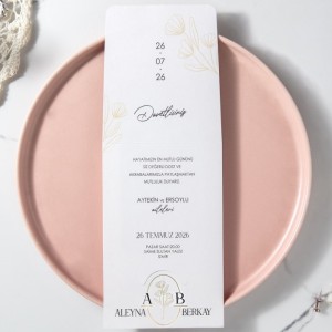 Dışı Bordo İçi Krem Katlamalı Geçmeli Davetiye Modeli