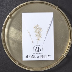 Sade Çiçek Tasarımlı Üçgen KapaklıGeçmeli Zarfsız Davetiye