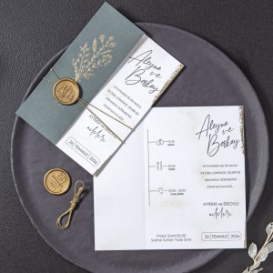 Zarfsız Katlamalı İpli Mühürlü Davetiye Modeli