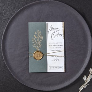 Zarfsız Katlamalı İpli Mühürlü Davetiye Modeli