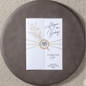 Soldan Katlamalı Geçmeli Mühür Çizimli Davetiye