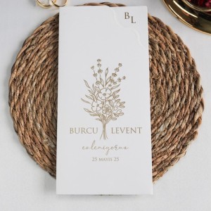 İnce Uzun Tasarımlı Sade Yaldız Baskılı Davetiye Modeli