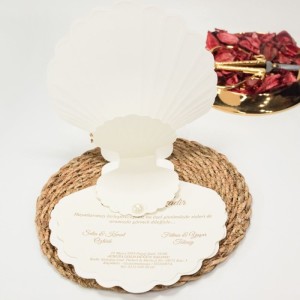 İstiridye Kabuğu Şeklinde İncili Özel Davetiye Modeli