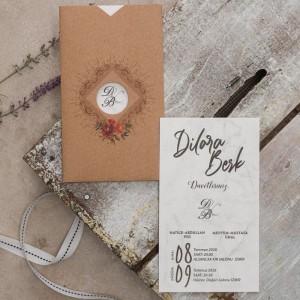 Kraft Kağıttan Pencereli Zarflı Sade Davetiye Modeli