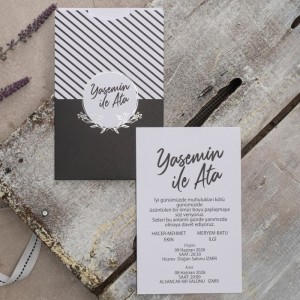 Çizgisel Tasarımlı Üstten Açık Zarflı Davetiye Modeli