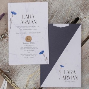 Zarfı Koyu Gri Beyaz Kombinli Ekonomik Davetiye Modeli