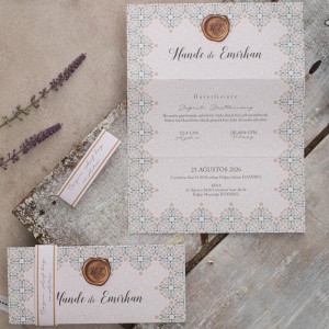 Kenarları Barok Desenli Mühür Görünümlü Tasarımlı Davetiye