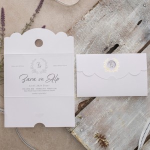 Dalgalı Kesimli Pencereli Katlamalı Davetiye Modeli