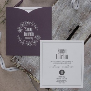 Siyah Kare Özel Kesim Zarfa Yaldız Baskılı Davetiye Tasarımı