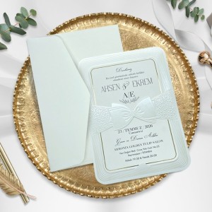 İçi Dışı Parlak Gri Kağıttan Lüks Davetiye Modeli