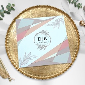 Renkli Pencereli Kare Zarflı Düğün Davetiyesi