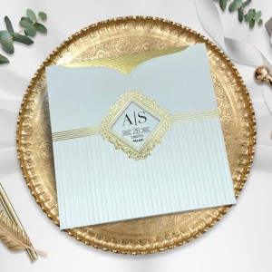 Krem Pencereli Yaldız Süslemeli Zarflı Lüks Davetiye Modeli