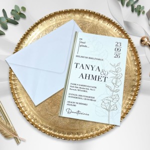 Yaldız Süslemeli Beyaz Zarflı Davetiye Modeli