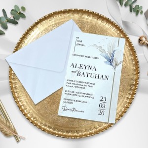 Zarfı Açık Yeşil Ofset Baskılı Davetiye Modeli