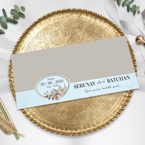 Açık Kaahverengi Üstten Katlamalı Zarfsız Davetiye Modeli